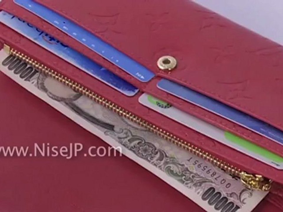 ルイ・ヴィトン モノグラムヴェルニ ポルト フォイユ・サラ 長財布 レッド