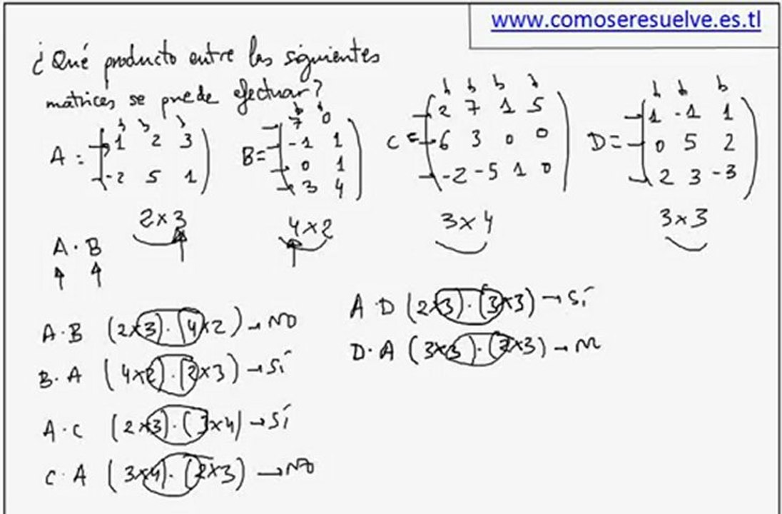 Producto de matrices ejemplo 2