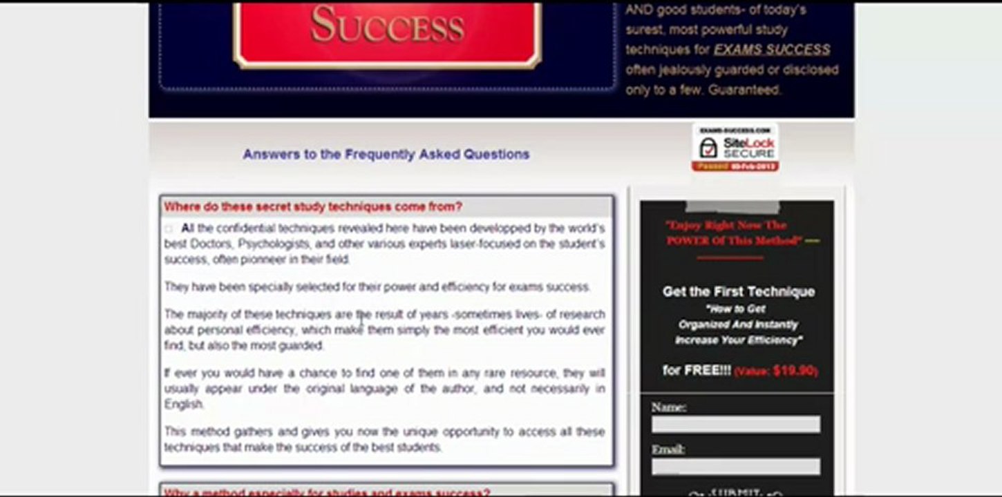 EXAMS SUCCESS - THE MOST EFFICIENT TECHNIQUES FOR EXAMS SUCCESS