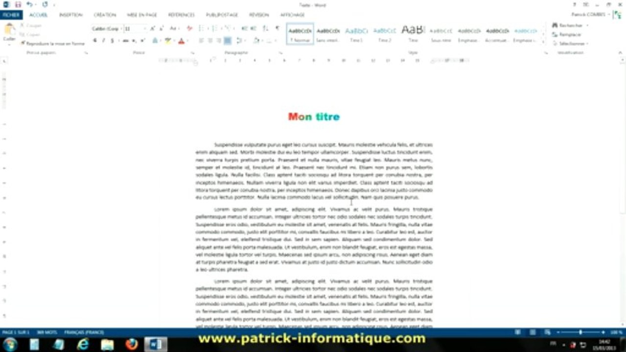 Tuto Word 2013 - Filigrane - Extrait