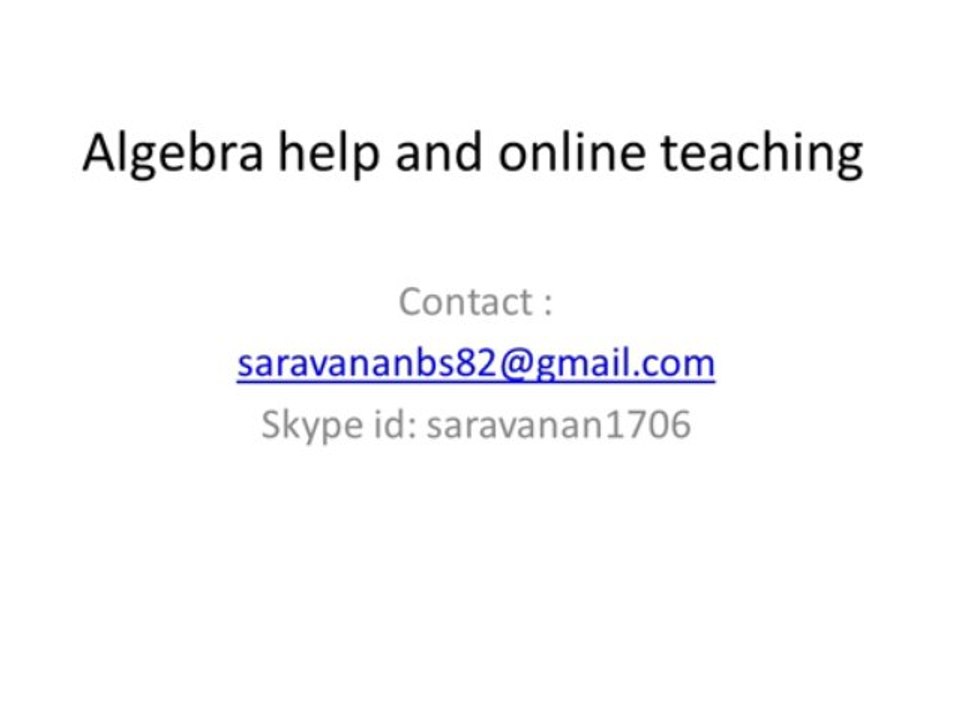 Algebra help and online teaching