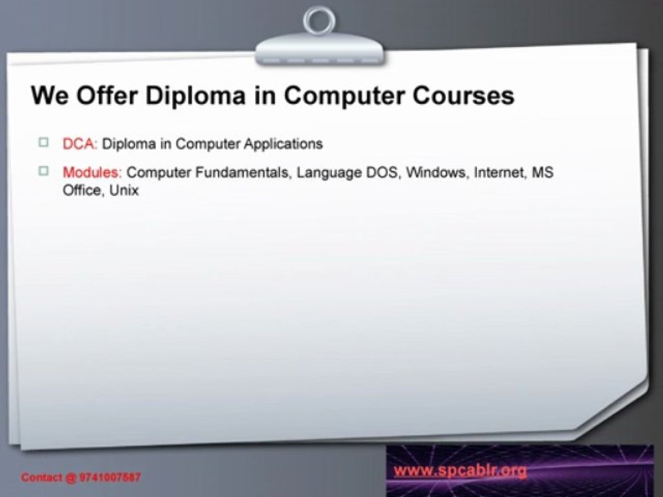 Basic of Computer Applications in Bangalore@ 9741007587