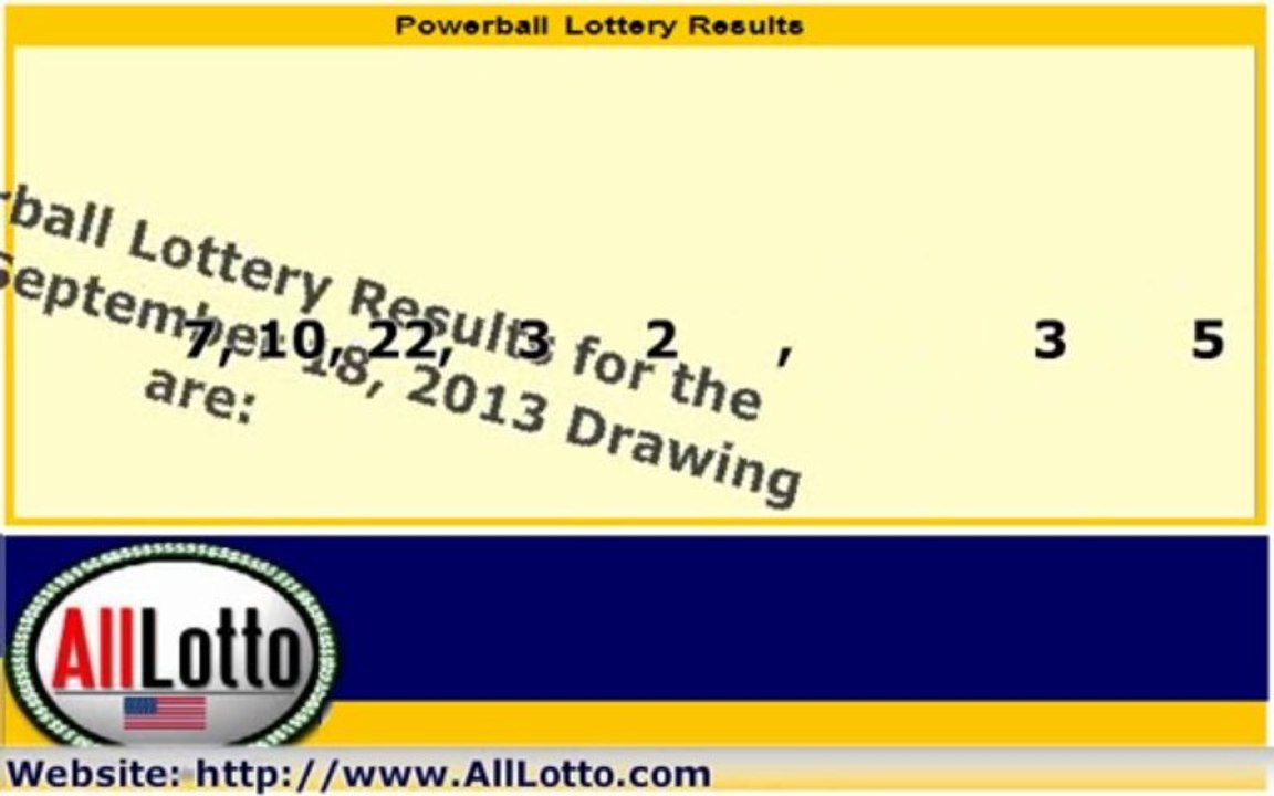 Powerball Lottery Drawing Results for September 18, 2013