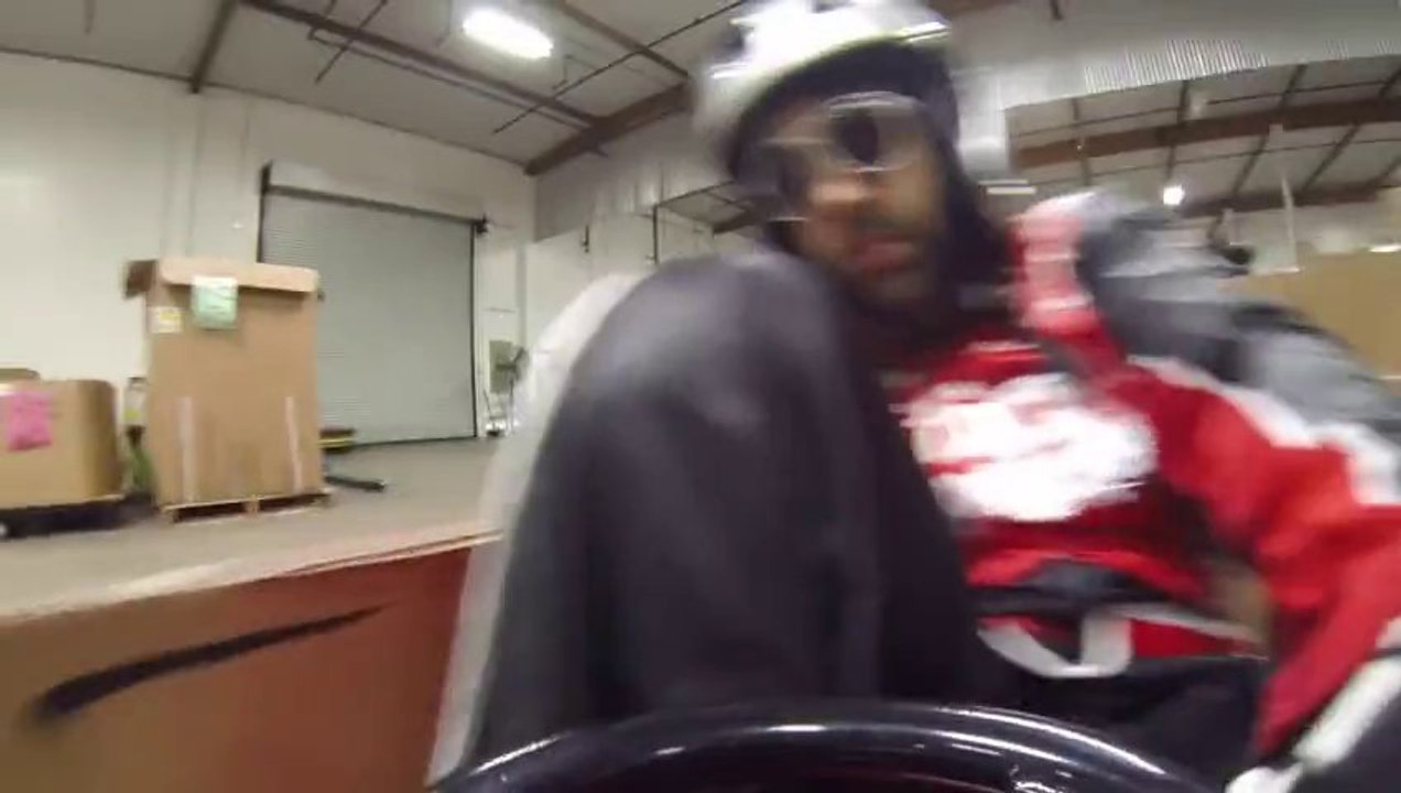 ‘Ken Box’ Racing Crazy Cart In Warehouse Gymhana Parody of Ken BLOCK