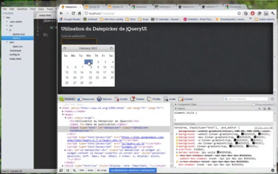 Tutoriel jQuery - jQuery UI Datepicker