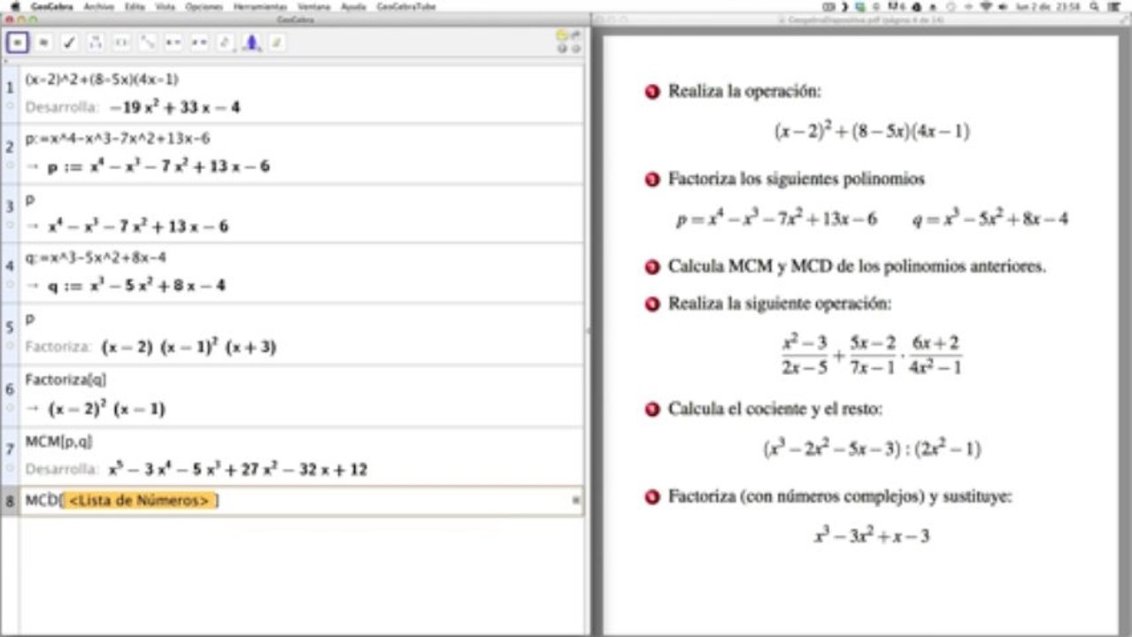 04 Geogebra CAS y Matemáticas. Polinomios