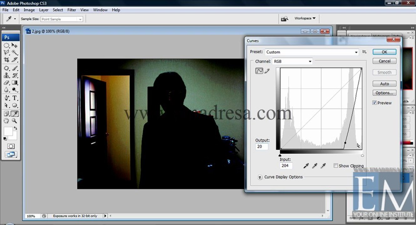 Curves Basic Photoshop Tutorials in URDU, Hindi by Emadresa