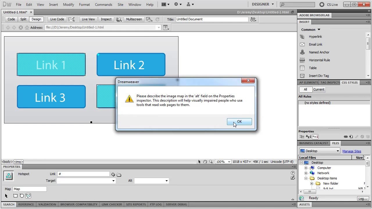 Dreamweaver: Create Image Hotspots (Links) - Tutorial
