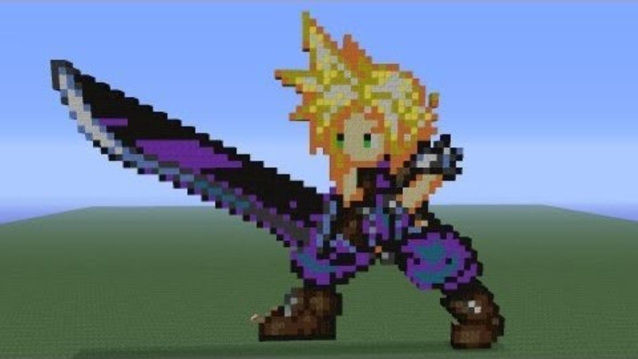 Minecraft Pixel Art: Cloud Strife Tutorial