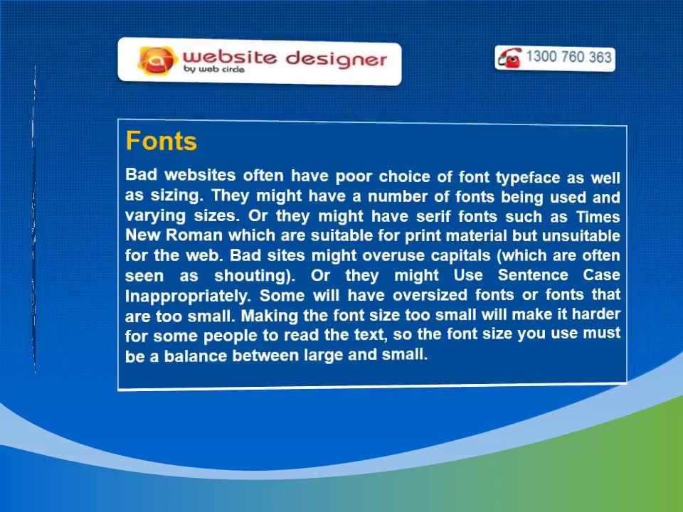Characteristics of a bad website