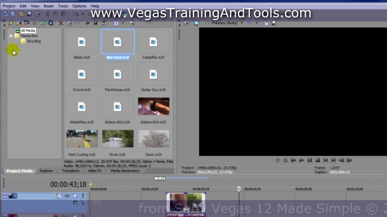Gary Kleiner - Sony Vegas Tutorial - Media Bins