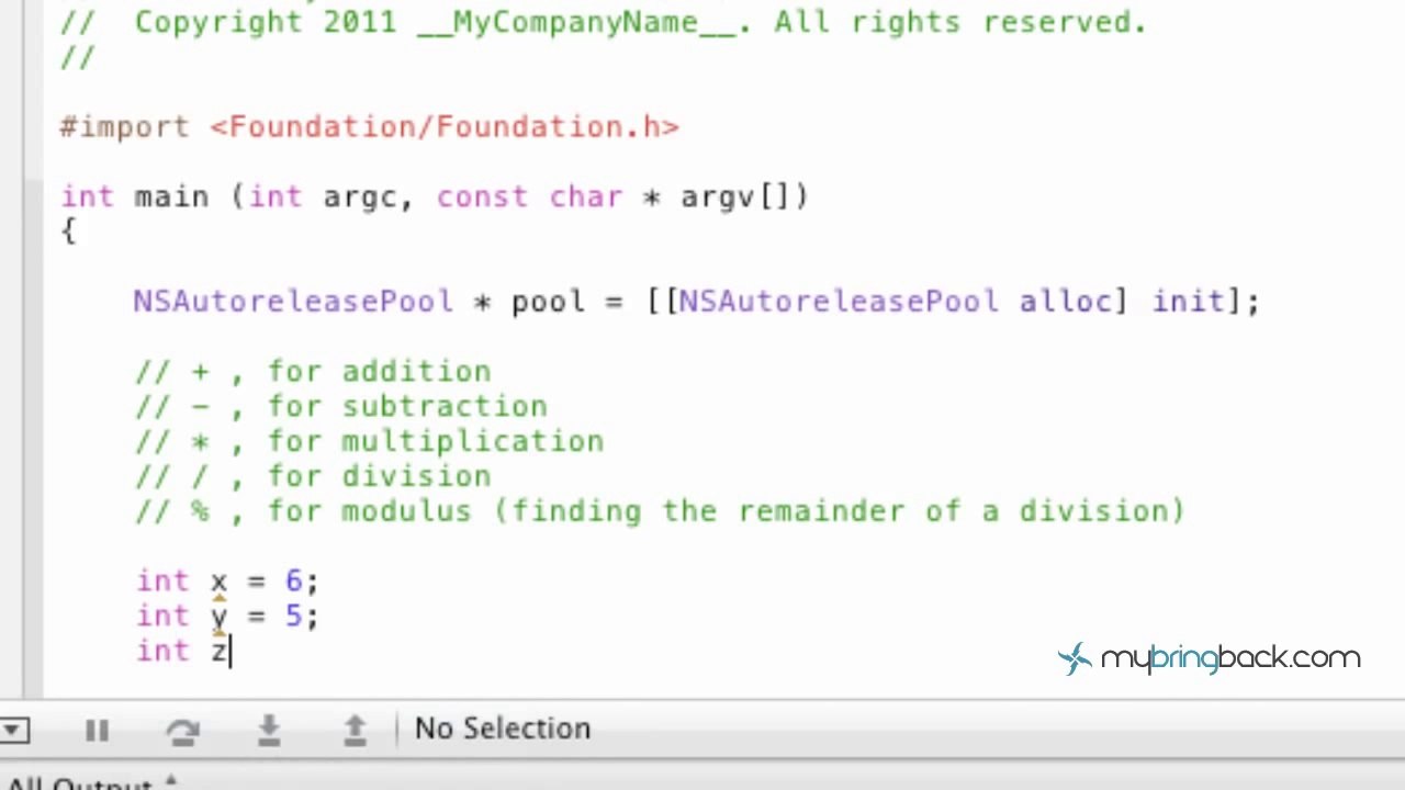 Objective C Tutorial 1.7: Basic Math Operators