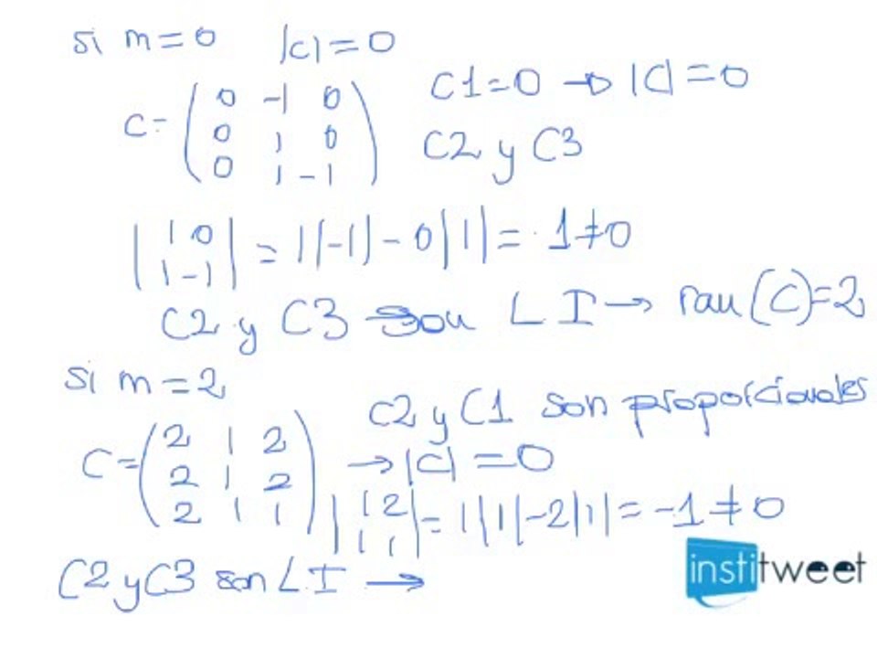 Matemáticas 2º bachillerato. Como calcular rango de una matriz
