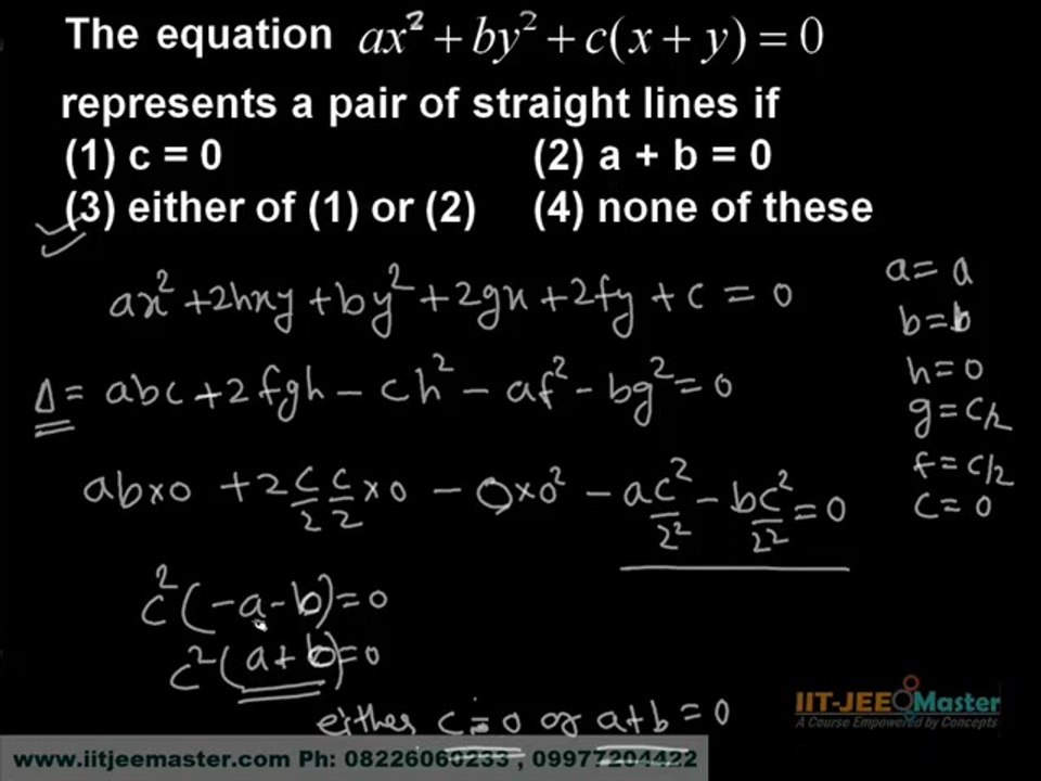 AIEEE Maths Tutorial Study Material on Pair of Straight Lines