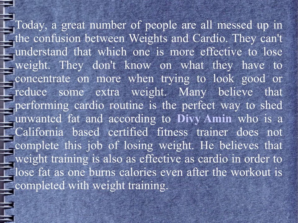 Divy Amin Explains The Difference Between Cardio And Weights