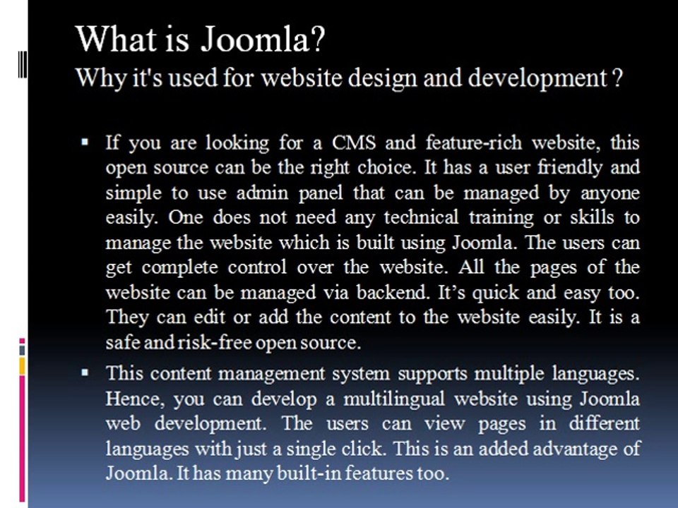 What is Joomla? Why it's used for website design and development ?
