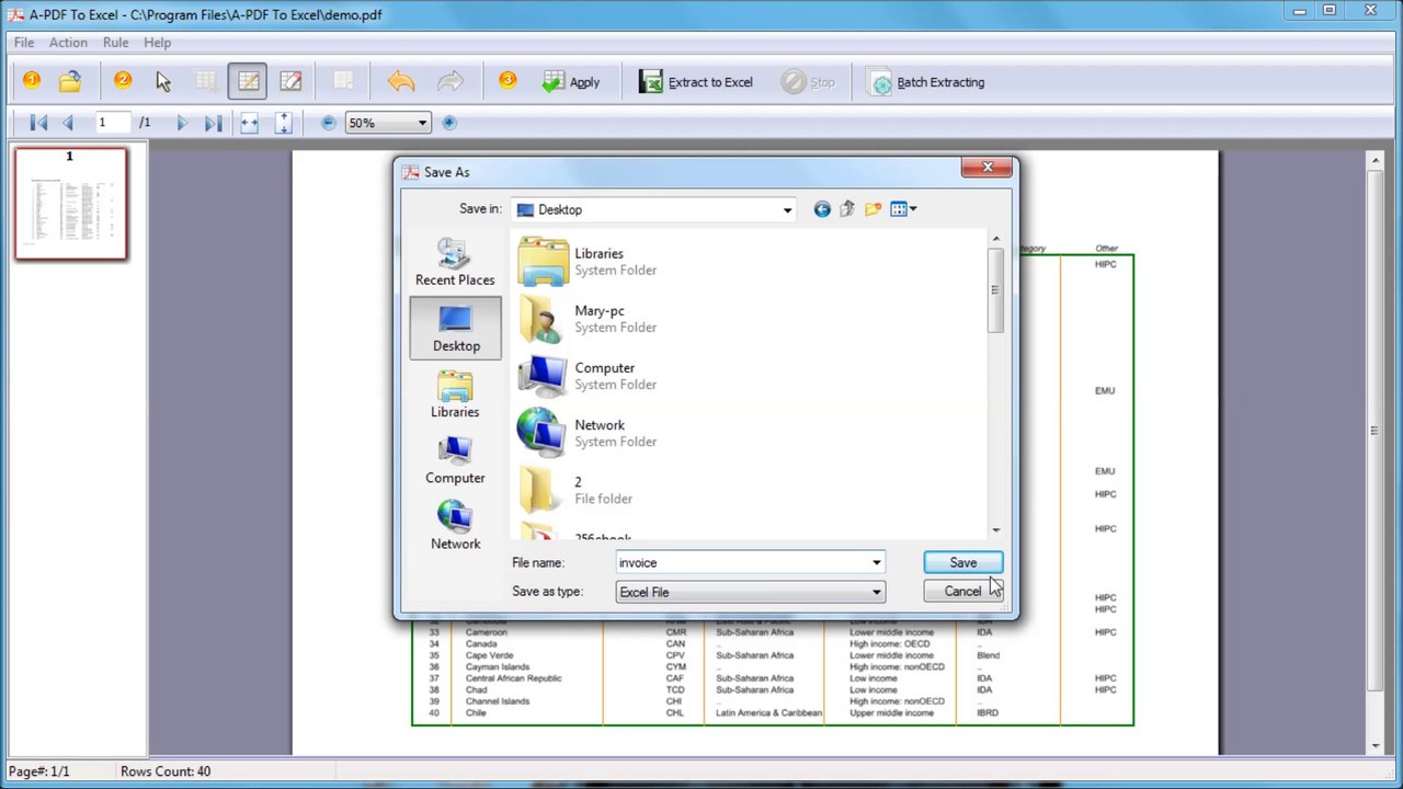 Convert PDFs to Excel Spreadsheet