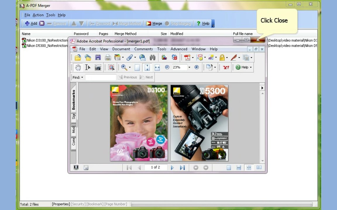 How to select different merge methods to combine multiple PDF files?