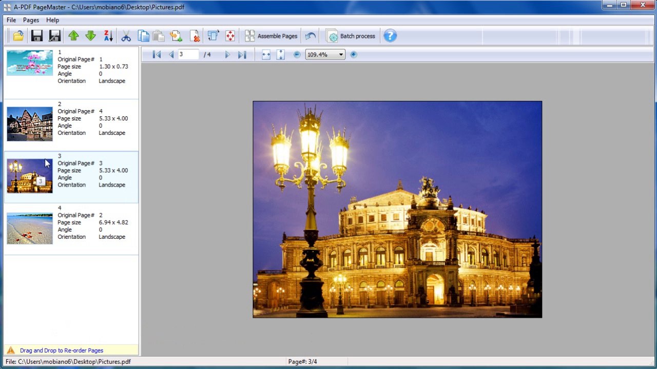 how to reorder PDF page manually  while using A-PDF Page Master