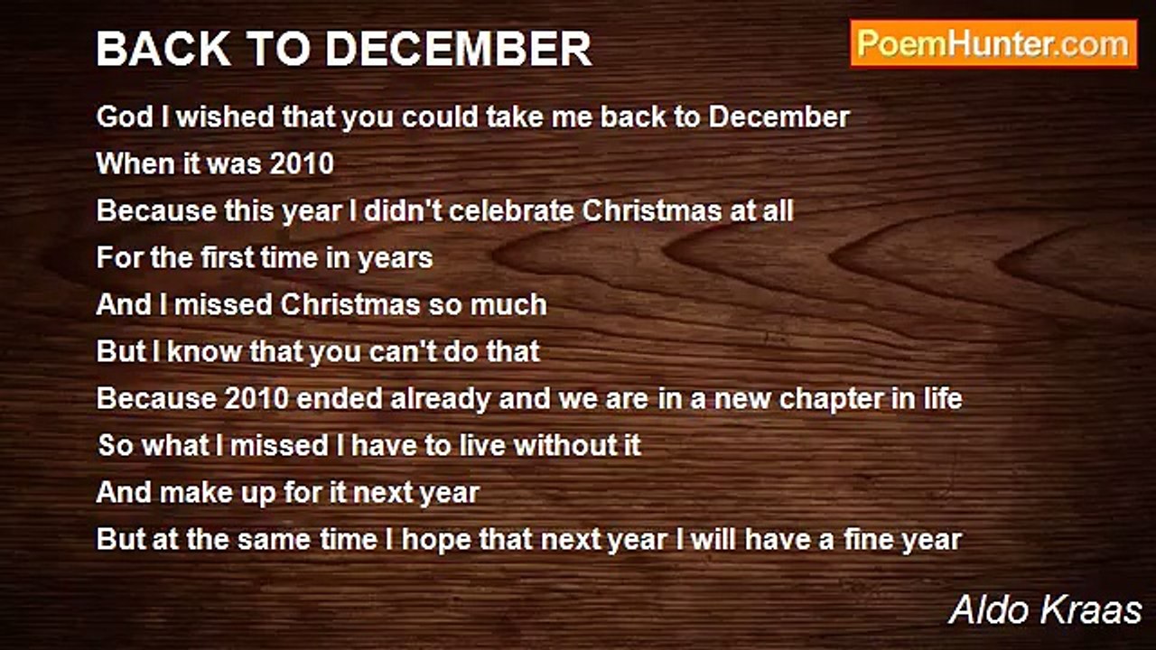 Aldo Kraas - BACK TO DECEMBER