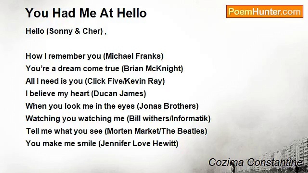 Cozima Constantine - You Had Me At Hello