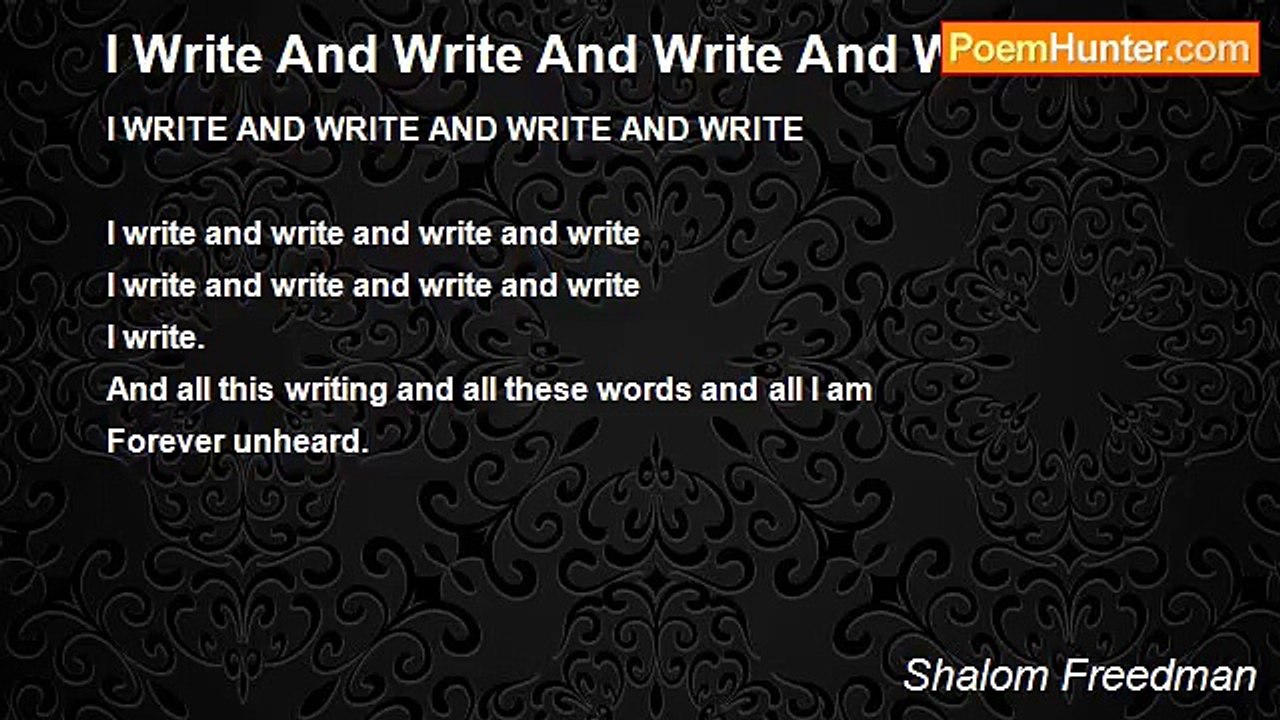 Shalom Freedman - I Write And Write And Write And Write