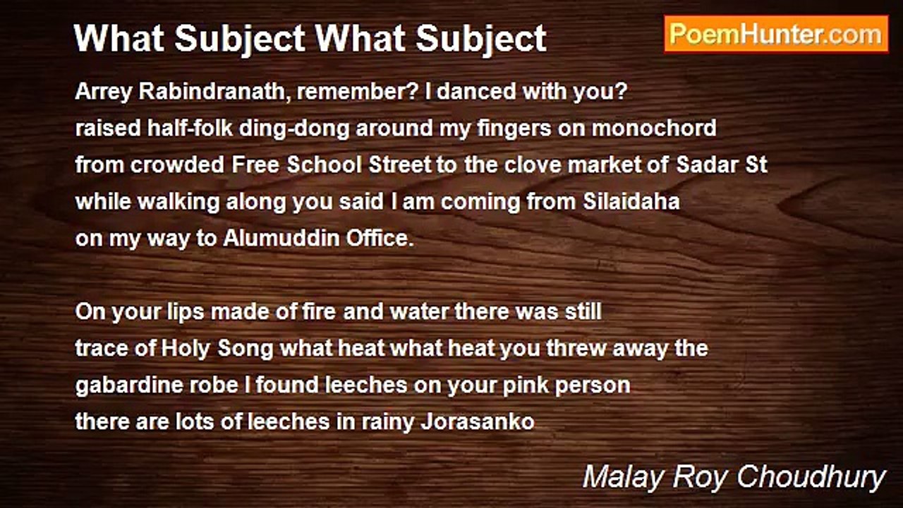 Malay Roy Choudhury - What Subject What Subject