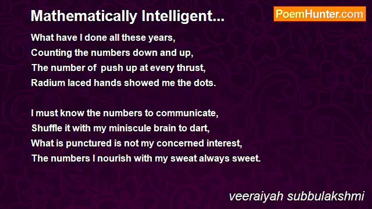 veeraiyah subbulakshmi - Mathematically Intelligent...