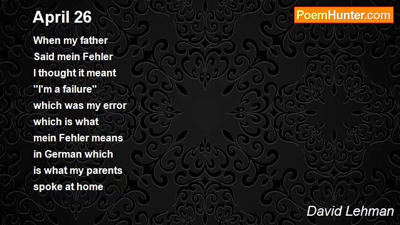 David Lehman - April 26