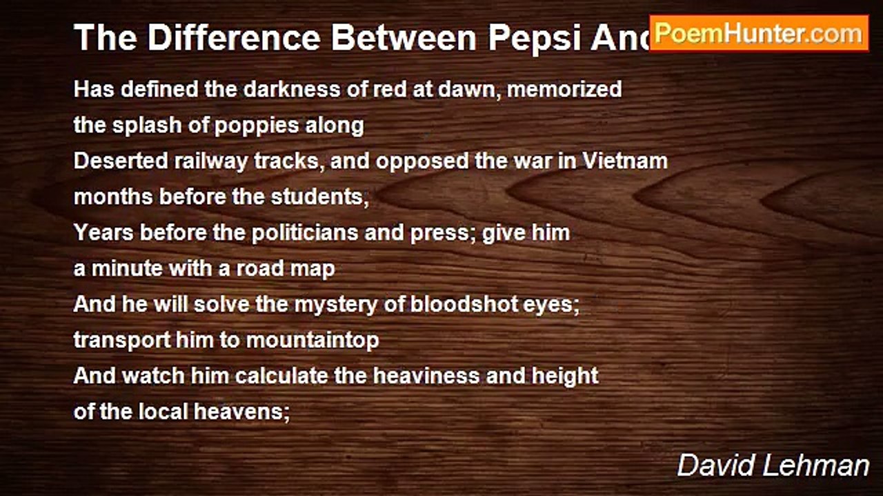 David Lehman - The Difference Between Pepsi And Coke