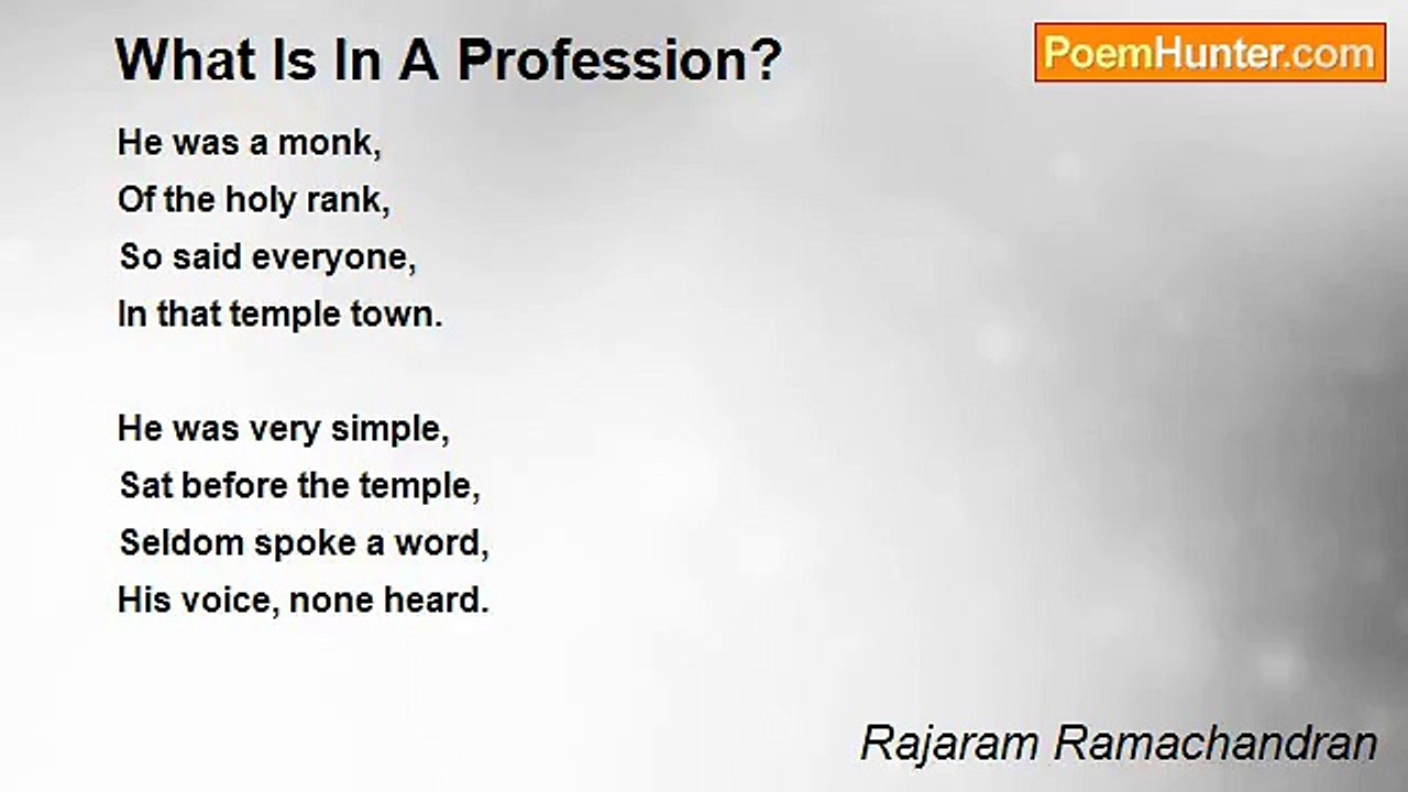 Rajaram Ramachandran - What Is In A Profession?