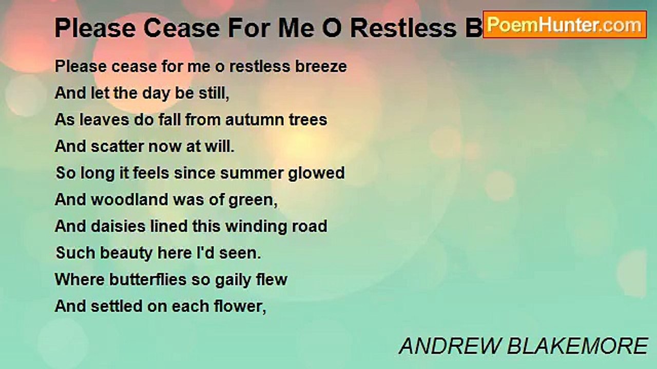 ANDREW BLAKEMORE - Please Cease For Me O Restless Breeze