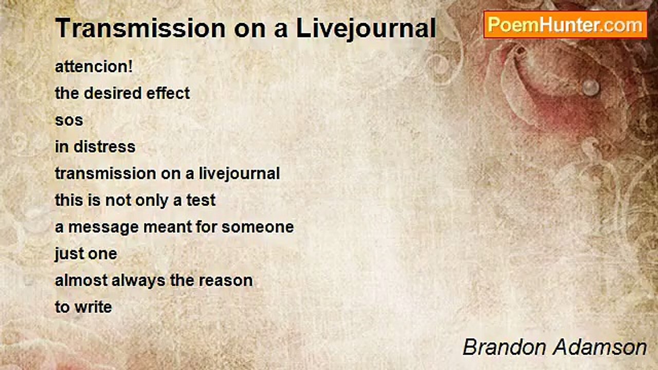 Brandon Adamson - Transmission on a Livejournal