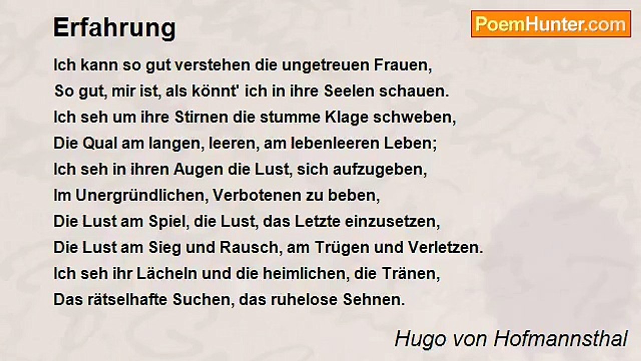 Hugo von Hofmannsthal - Erfahrung