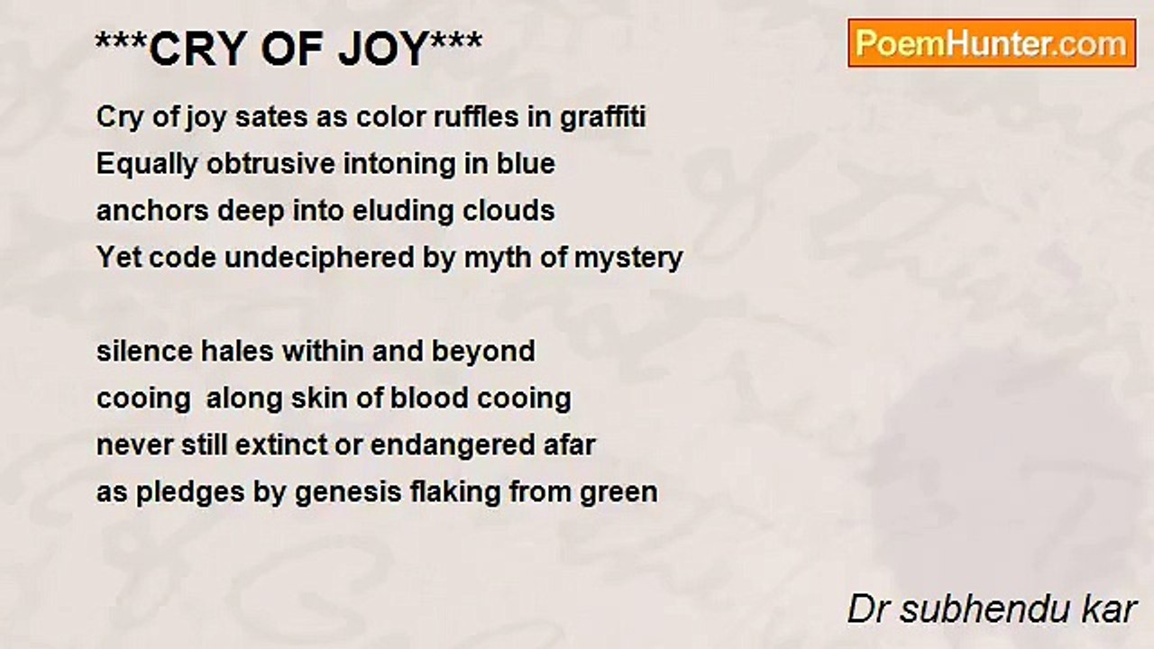 Dr subhendu kar - ***CRY OF JOY***