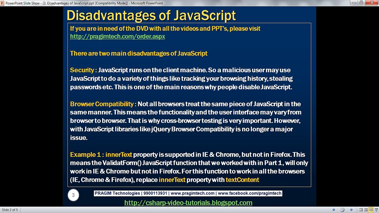Disadvantages of JavaScript