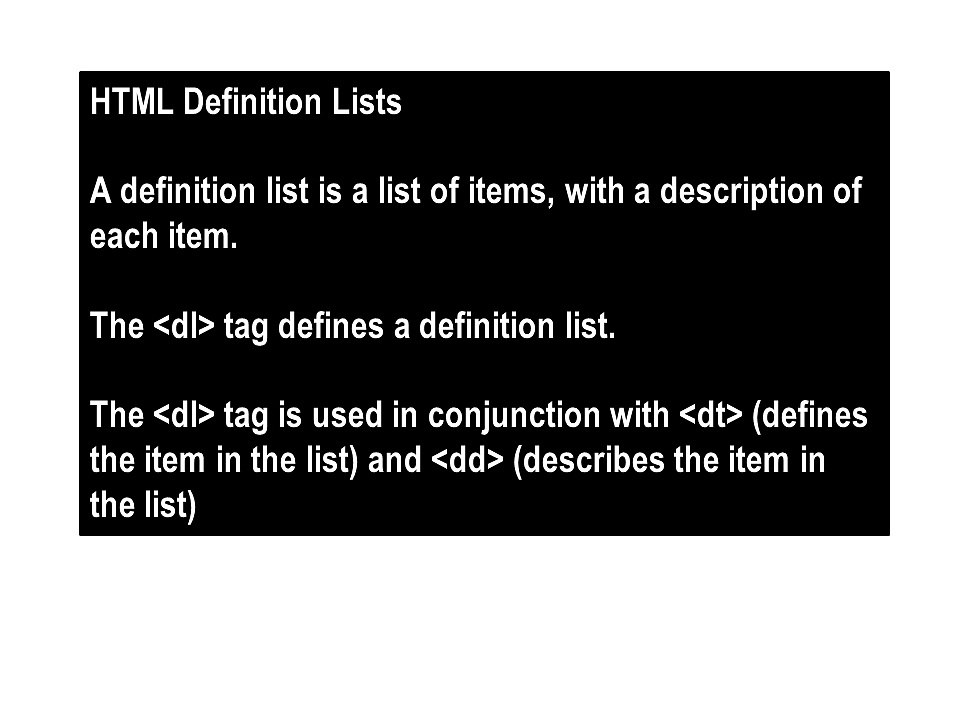 definition list
