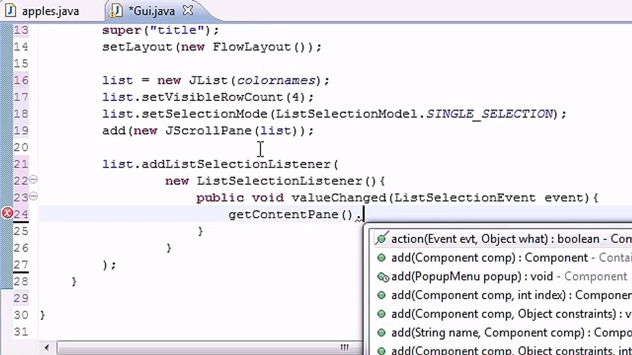 Java Programming Tutorial - 71 - JList Program