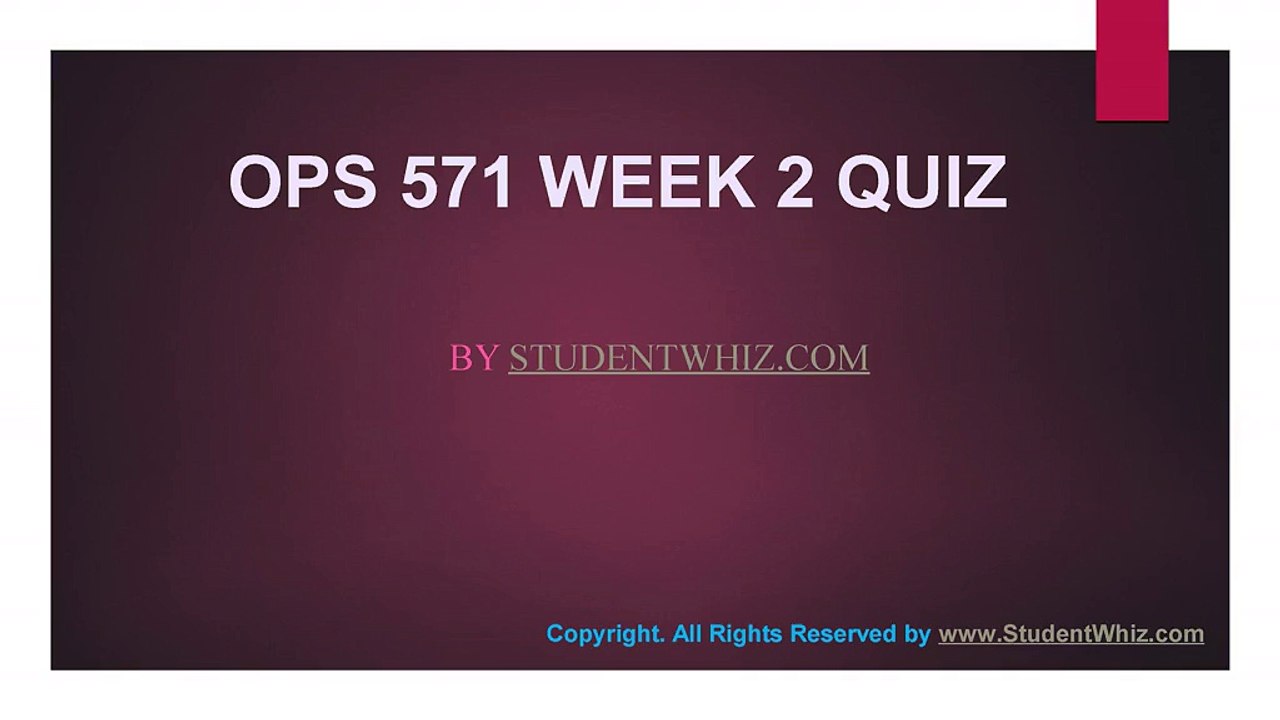 OPS 571 WEEK 2 QUIZ
