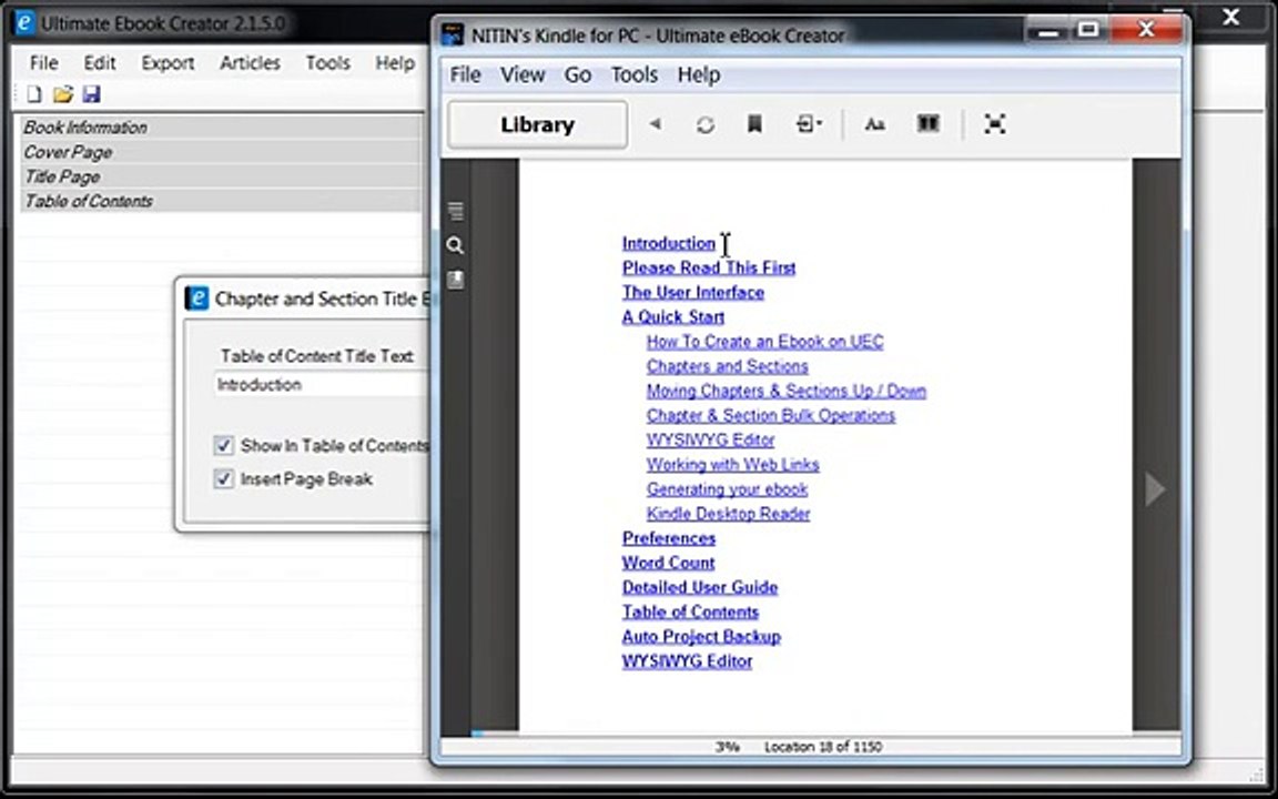 Ultimate Ebook Creator - Chapters and Sections Explained