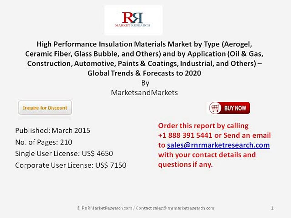 2020 High Performance Insulation Materials Market Trends and Forecasts by Key Players and Application