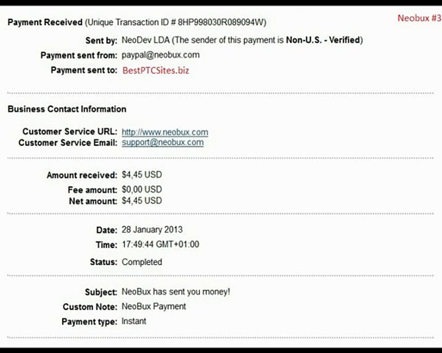 PTC Sites - my payments - examples