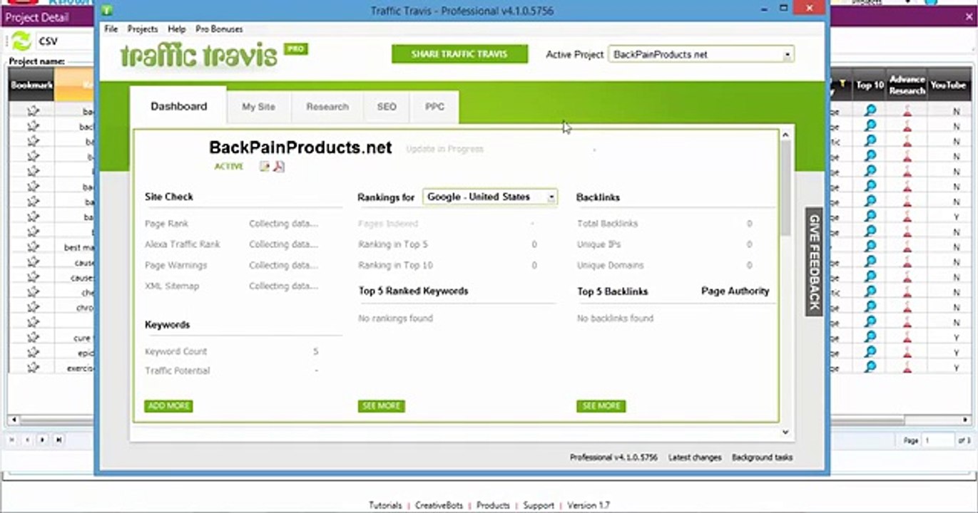 Back pain project-Video 8 adding the project in traffic travis