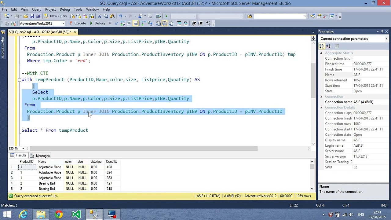 Microsoft BI crash course in Urdu/Hindi Part-10 - SQL CTE, Local Temp table