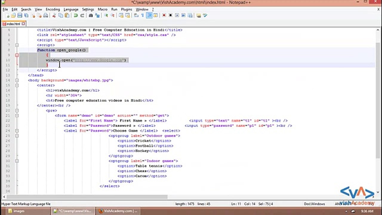 All Buttons and button types in HTML Form in Hindi