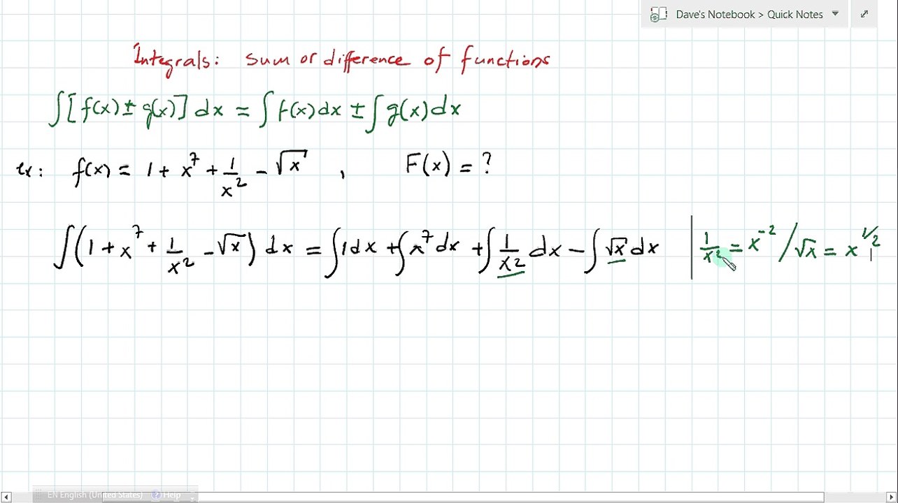 Integral Calculus I: Sum and Difference