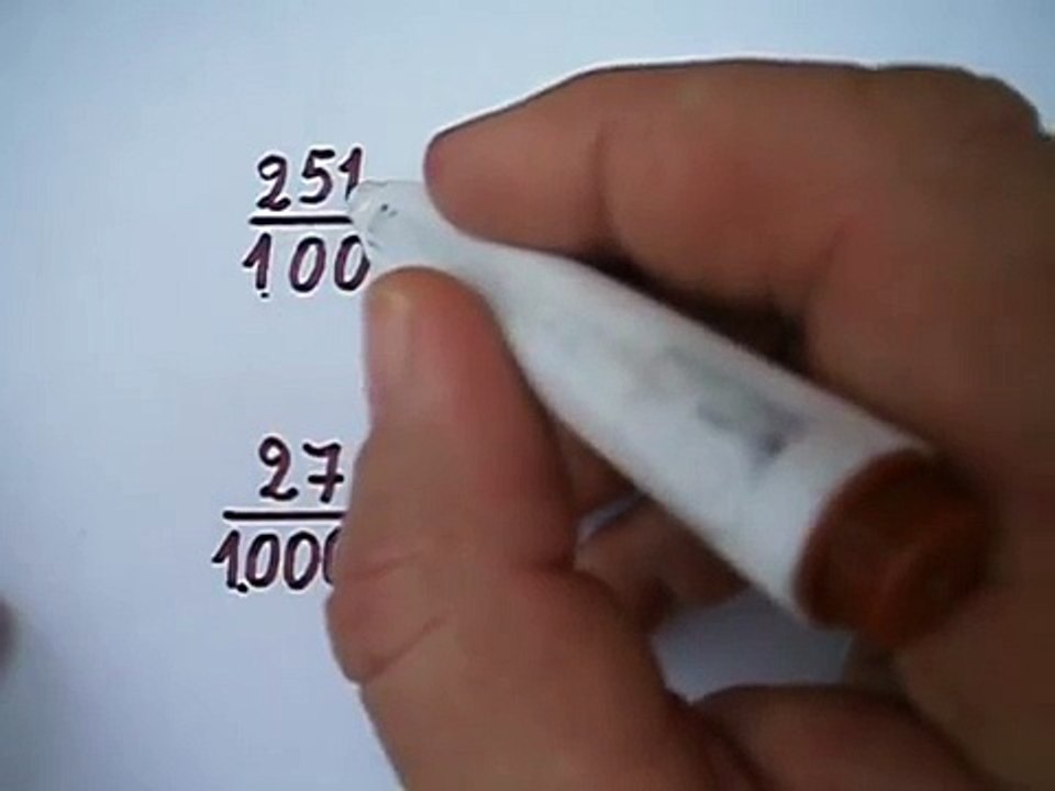 Como pasar de fracción decimal a número decimal.