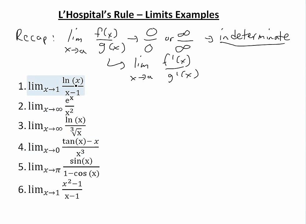 L'Hospital's Rule - Limits Examples