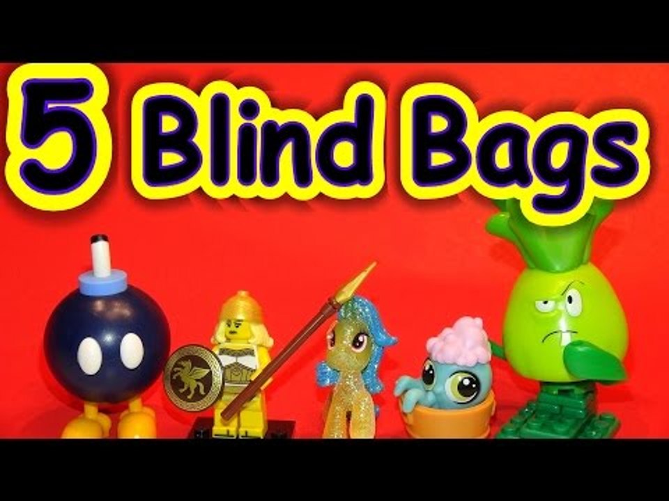 5 Blind Bags with Super Mario Bob Omb, My Little Pony, Plants vs Zombies, Littlest Pet Shop and Lego