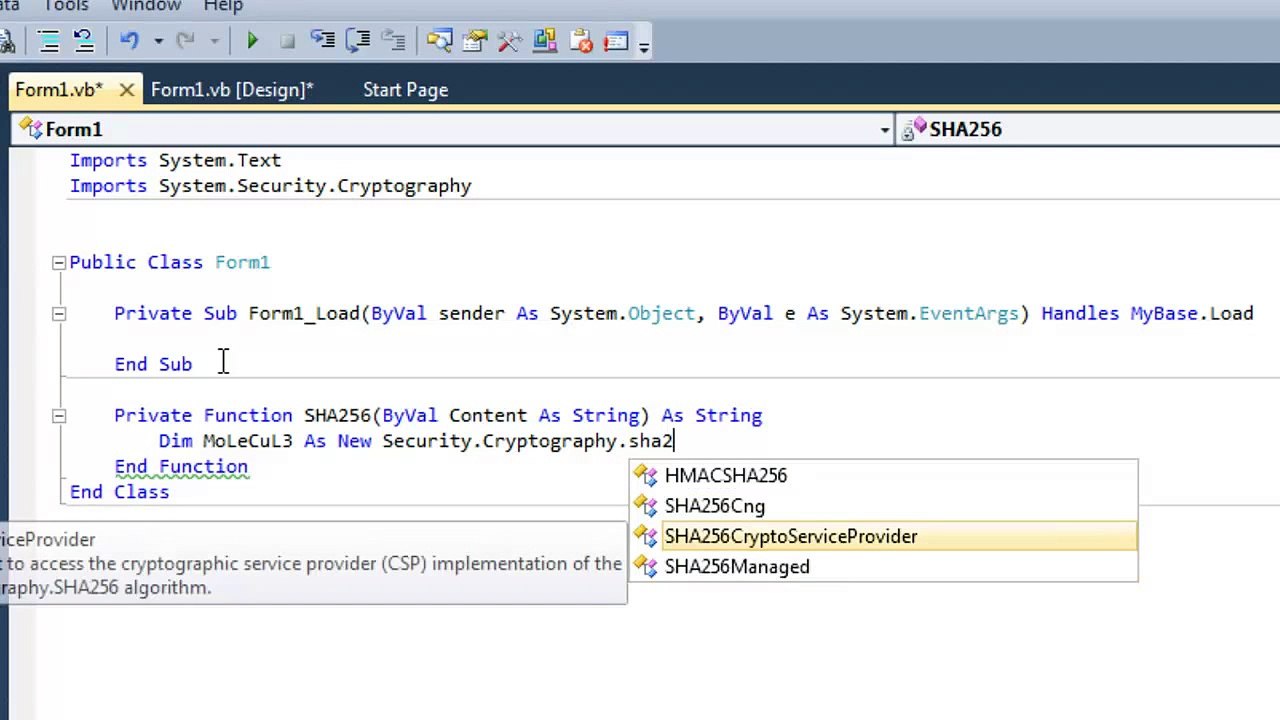 How To Make SHA256 Hash Converter (VB.NET)